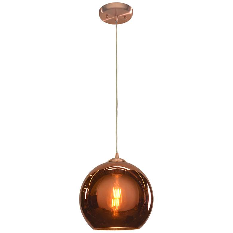 Image 1 Glow E26 LED Pendant - 10 inch - Brushed Copper Finish - Copper Glass Diff