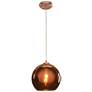 Glow E26 LED Pendant - 10" - Brushed Copper Finish - Copper Glass Diff