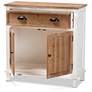 Glynn 31" Wide White and Oak Brown 2-Door Storage Cabinet
