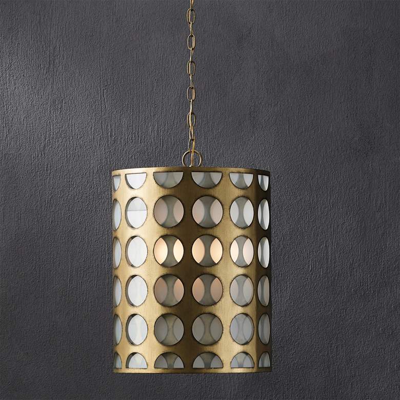 Image 2 Go-Go 16 inch Wide Brass and White Opaque Pendant Light