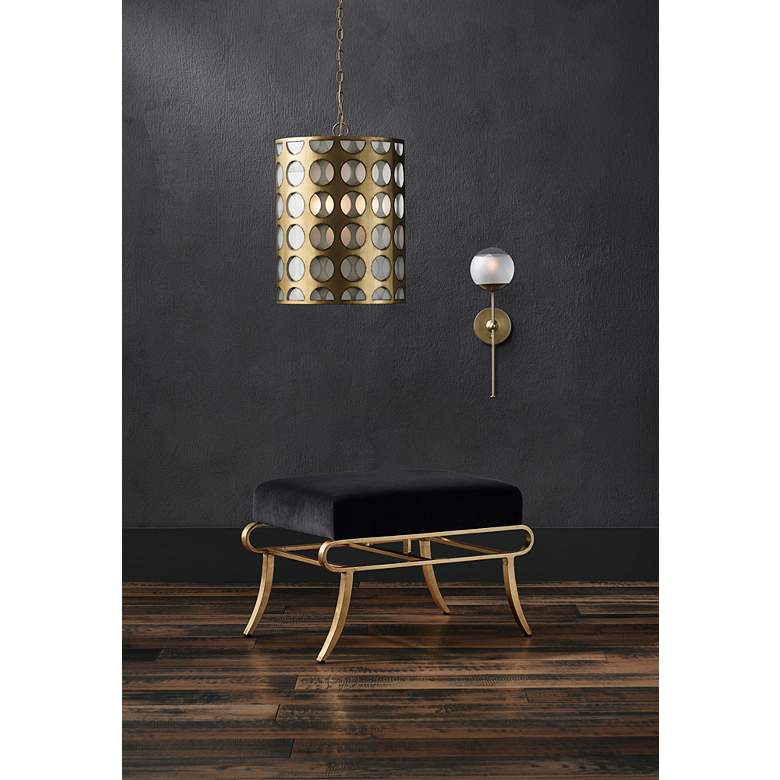 Image 6 Go-Go 16 inch Wide Brass and White Opaque Pendant Light more views