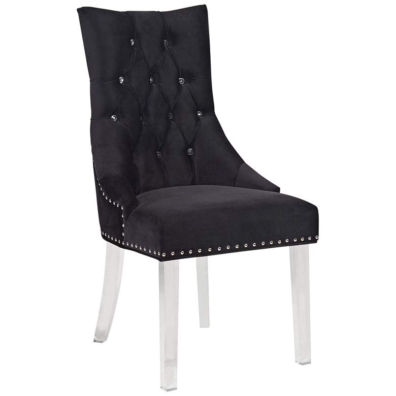 Image 1 Gobi Black Velvet Button-Tufted Dining Chair