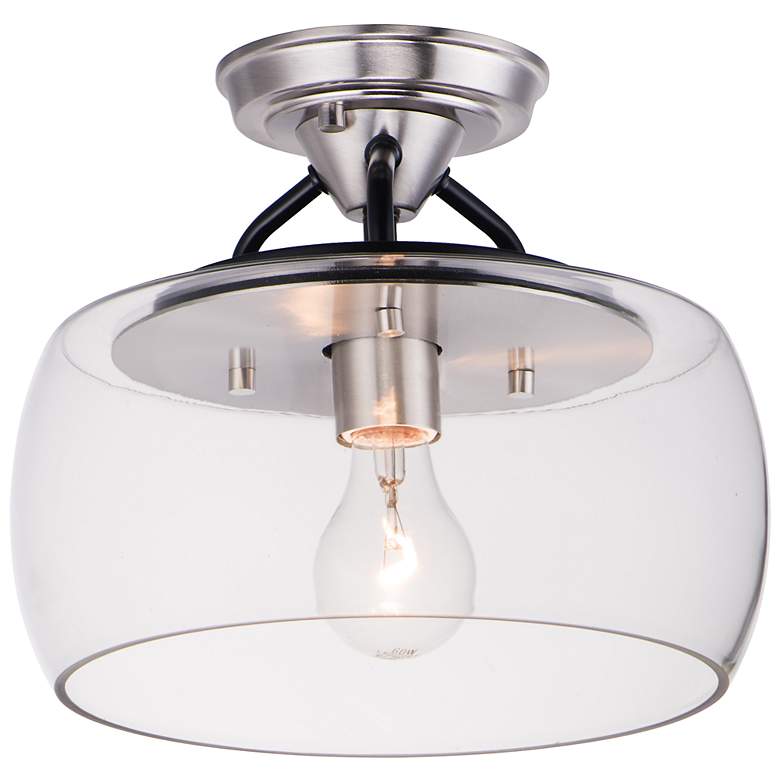 Image 2 Goblet 1-Light 11" Wide Black/Satin Nickel Semi-Flush Mount