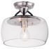 Goblet 1-Light 11" Wide Black/Satin Nickel Semi-Flush Mount
