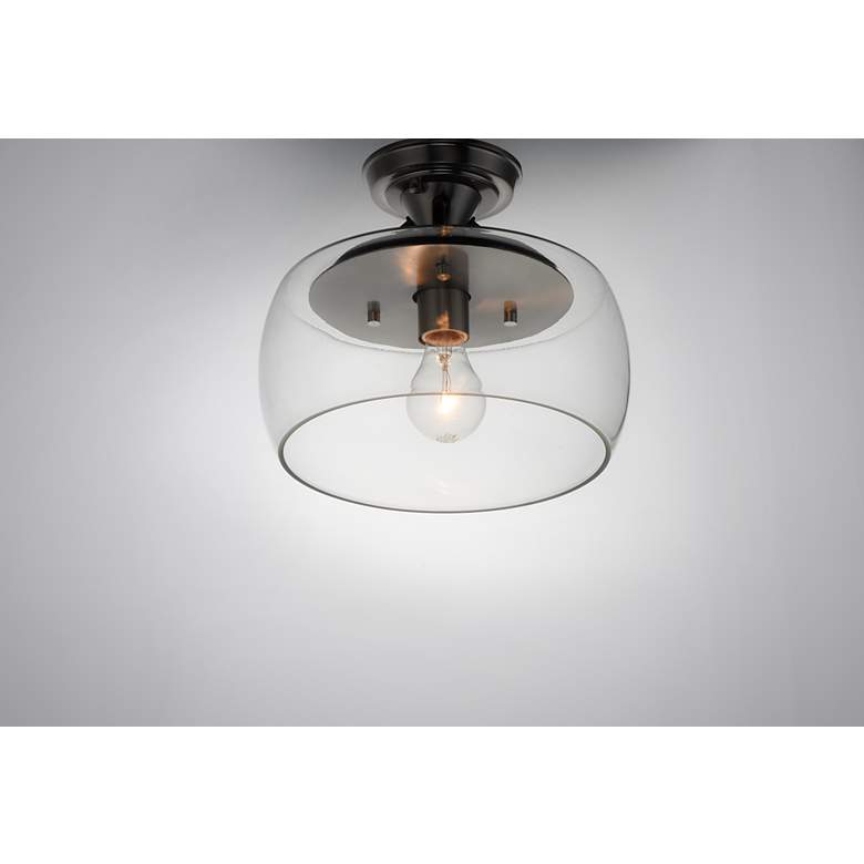 Image 3 Goblet 1-Light 11" Wide Black/Satin Nickel Semi-Flush Mount more views
