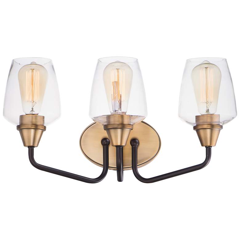 Image 2 Goblet 18" Wide Antique Brass 3-Light Bath Light