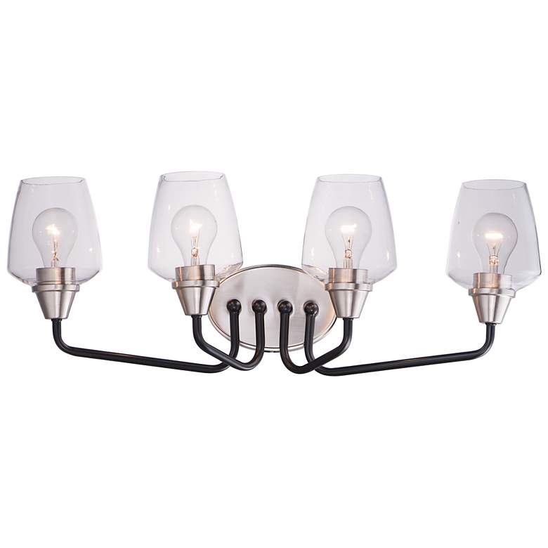 Image 1 Goblet 26 1/4 inch Wide Satin Nickel 4-Light Bath Light