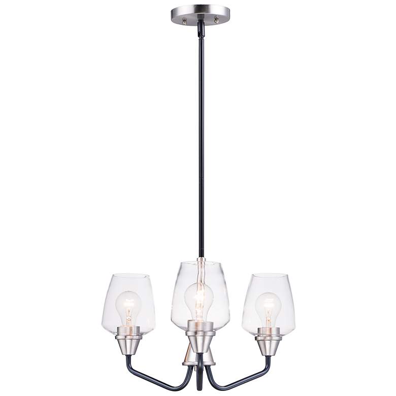 Image 2 Goblet 3 Light 19" Wide Black/Satin Nickel Chandelier