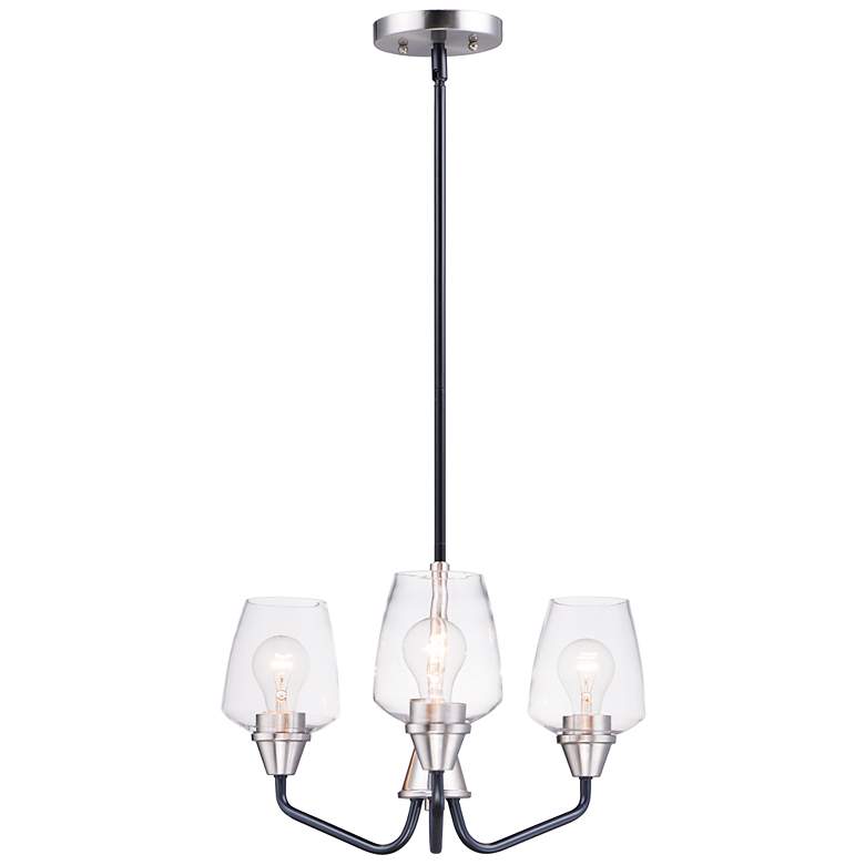 Image 1 Goblet 3 Light 19 inch Wide Black/Satin Nickel Chandelier