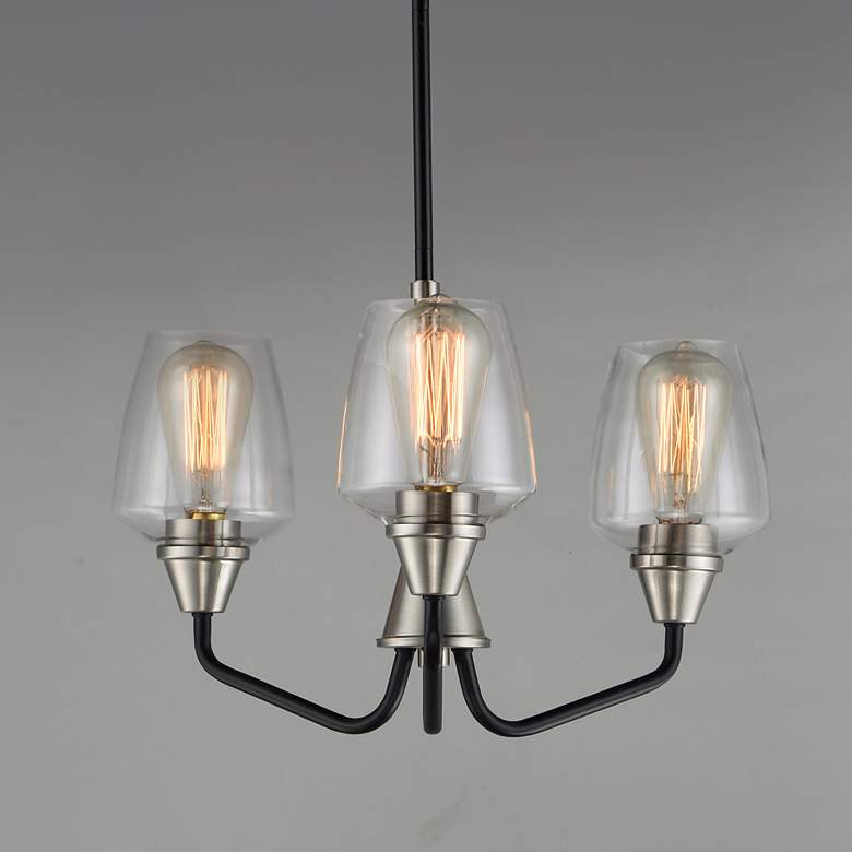 Image 1 Goblet 3 Light 19" Wide Black/Satin Nickel Chandelier