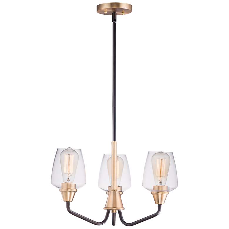 Image 1 Goblet 3 Light 19" Wide Bronze/Antique Brass Chandelier