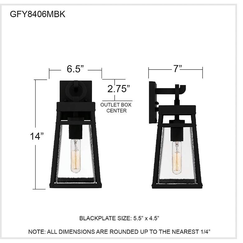 Image 7 Godfrey 1-Light Matte Black Outdoor Wall Lantern more views