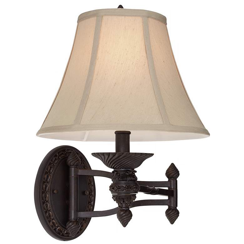 Image 7 Godia Bronze Oval Plug-In Swing Arm Wall Lamp more views