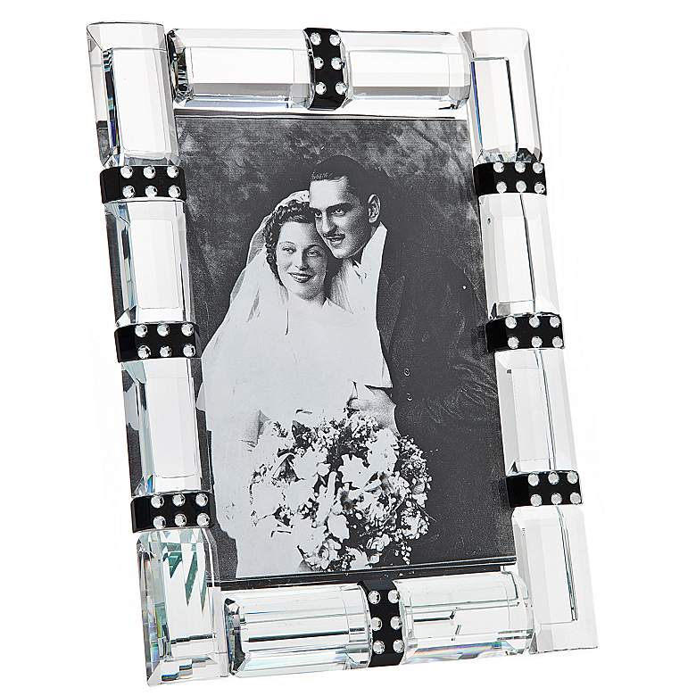 Image 1 Godinger Cherish 4 inchx6 inch Banded Crystal Photo Frame