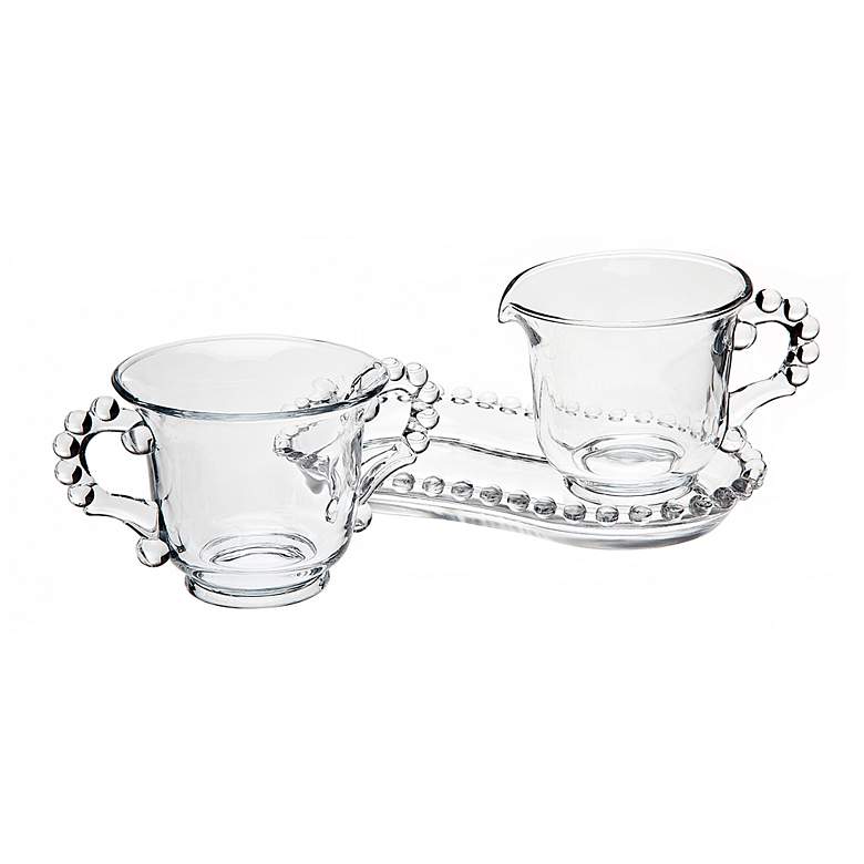 Image 1 Godinger Chesterfield Beaded Glass Sugar/Creamer Set