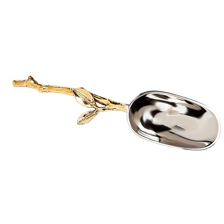 Image 1 Godinger Leaf 2-Tone Brass and Silver Ice Scoop
