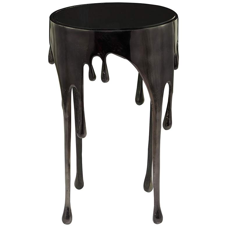 Image 2 Gogh 15 3/4" Wide Metallic Black Metal Drip Accent Table