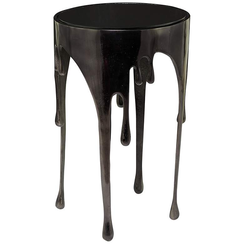 Image 4 Gogh 15 3/4 inch Wide Metallic Black Metal Drip Accent Table more views