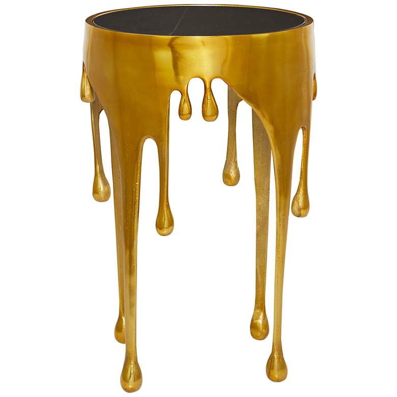 Image 2 Gogh 16" Wide Metallic Gold Metal Drip Accent Table