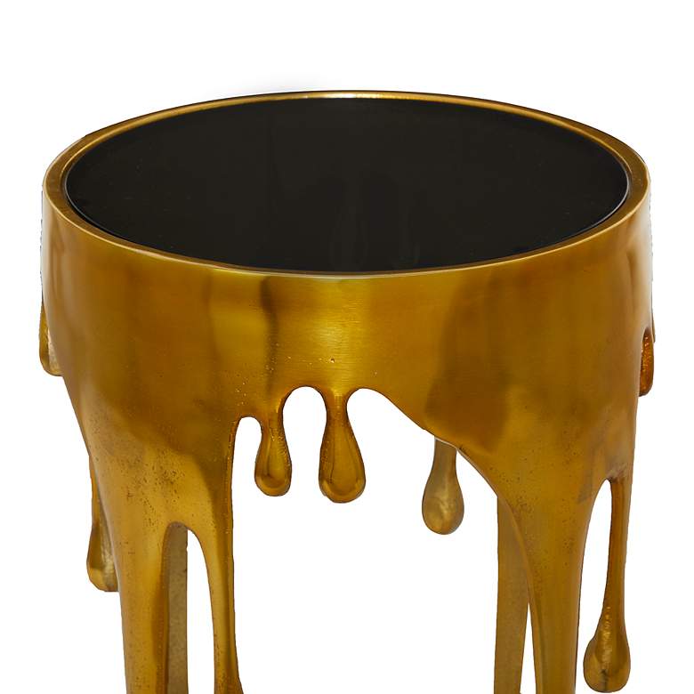 Image 3 Gogh 16 inch Wide Metallic Gold Metal Drip Accent Table more views