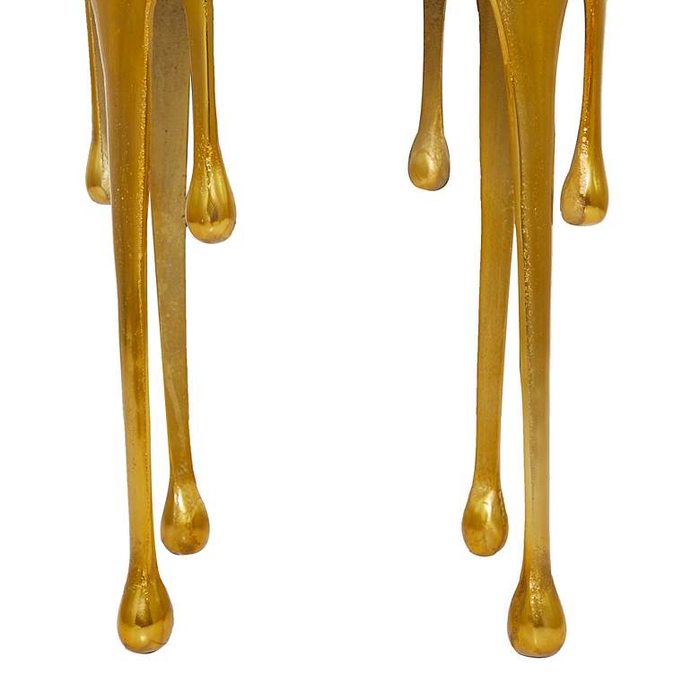 Image 4 Gogh 16" Wide Metallic Gold Metal Drip Accent Table more views