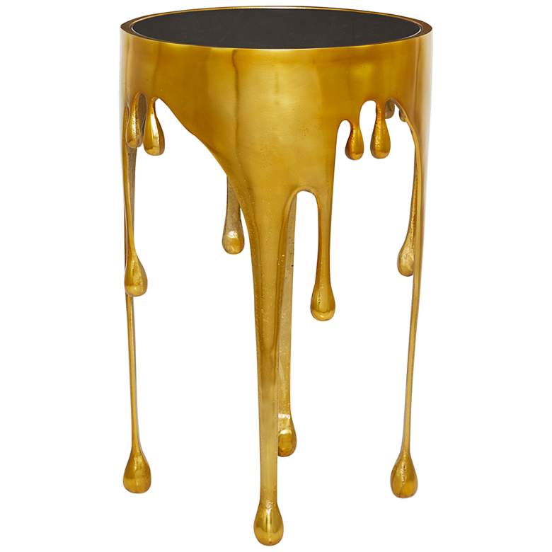 Image 5 Gogh 16" Wide Metallic Gold Metal Drip Accent Table more views
