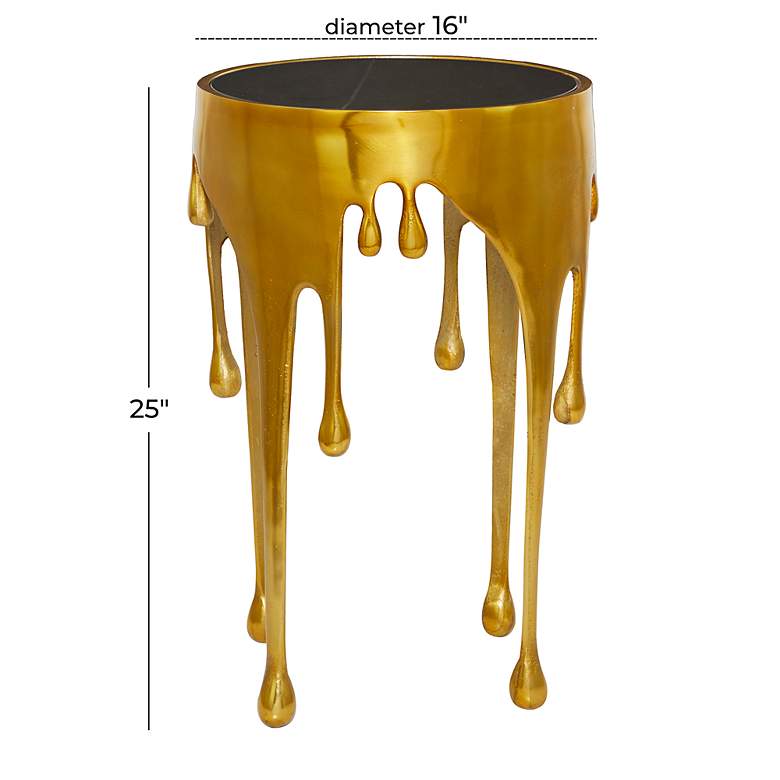 Image 6 Gogh 16" Wide Metallic Gold Metal Drip Accent Table more views