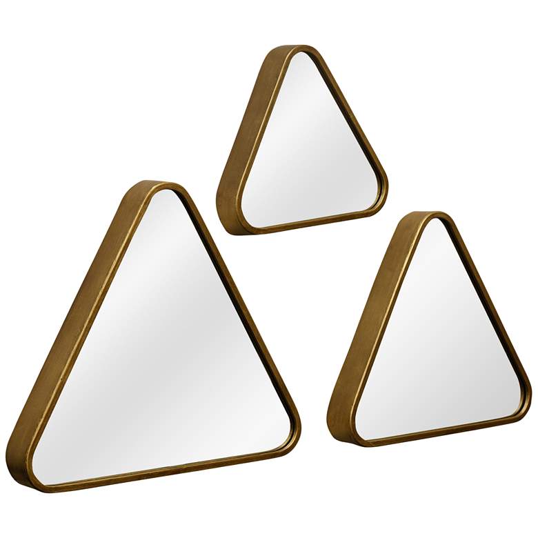 Image 1 Gold 15 1/2 inch x 17 1/4 inch Triangular Wall Mirrors Set of 3