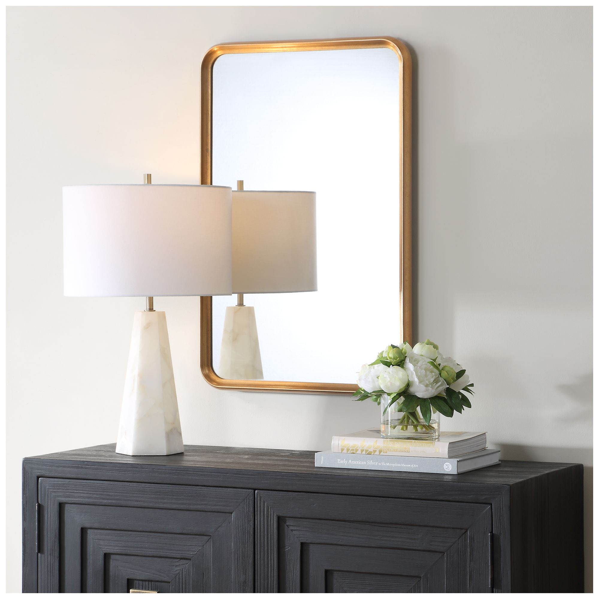 Image 4 Gold 20" x 30" Concaved Slope Wall Mirror more views