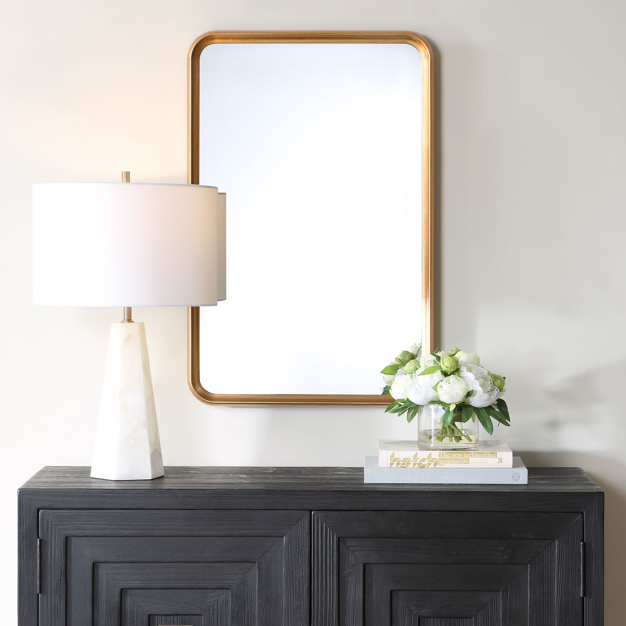 Image 7 Gold 20" x 30" Concaved Slope Wall Mirror more views