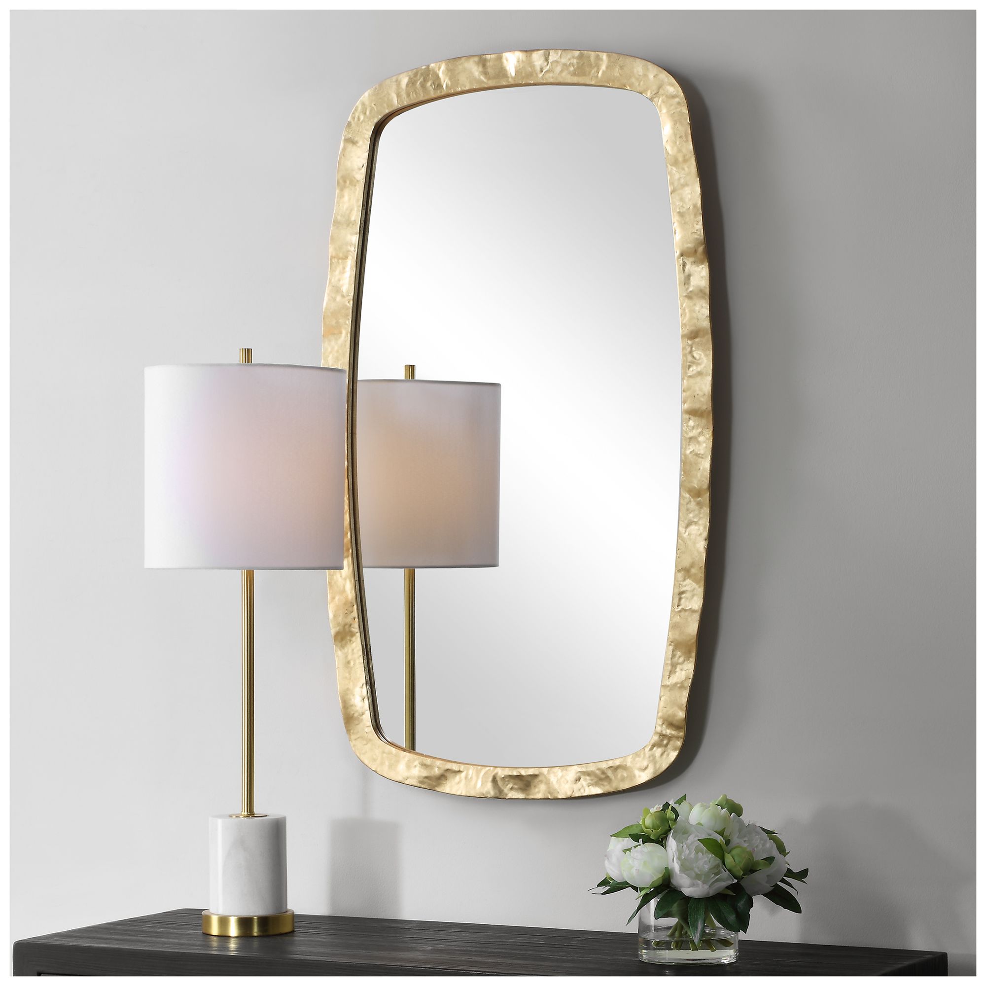 Image 4 Gold 22 1/4" x 38" Flowing Wall Mirror more views