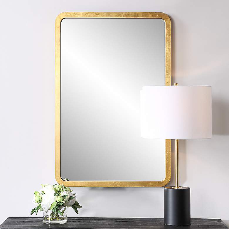 Image 1 Gold 23 3/4" x 36" Rectangular Wall Mirror