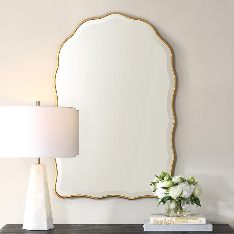 Image 1 Gold 24" x 36" Arch Top Wall Mirror