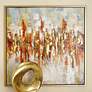 Gold Abstract 39" Square Framed Canvas Wall Art
