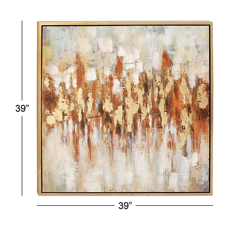 Image 5 Gold Abstract 39 inch Square Framed Canvas Wall Art more views