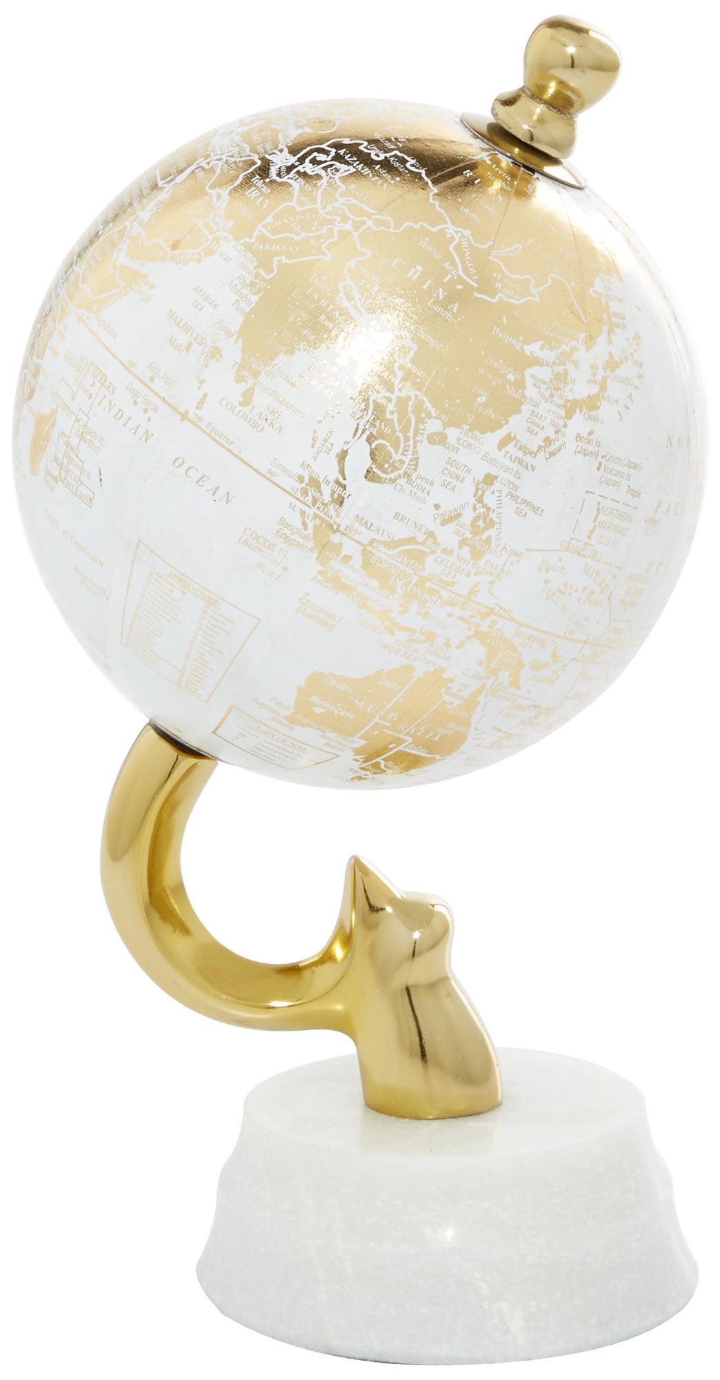 Image 2 Gold Aluminum Metal Coastal Globe, 5" x 5" x 10"