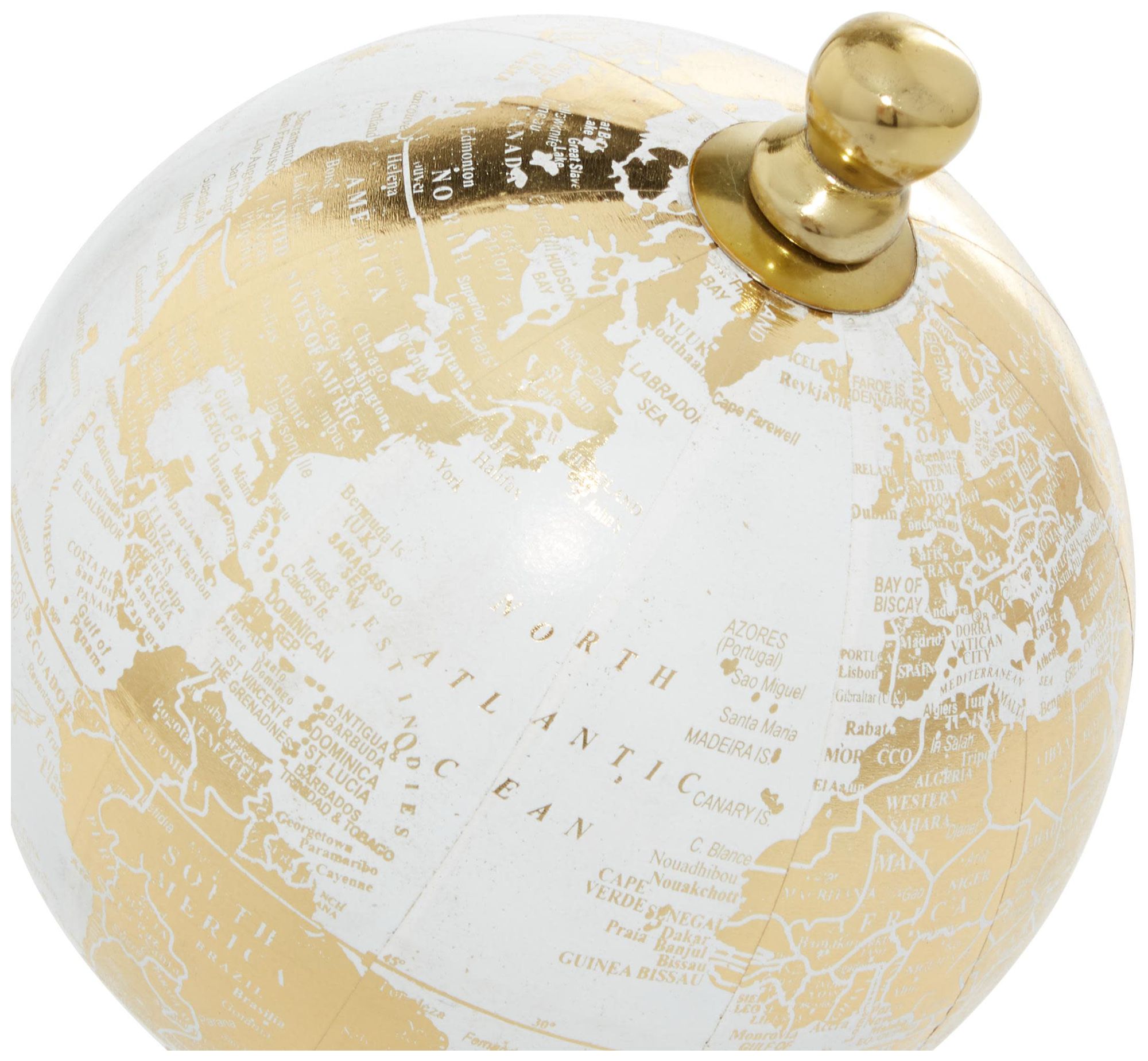 Image 4 Gold Aluminum Metal Coastal Globe, 5" x 5" x 10" more views