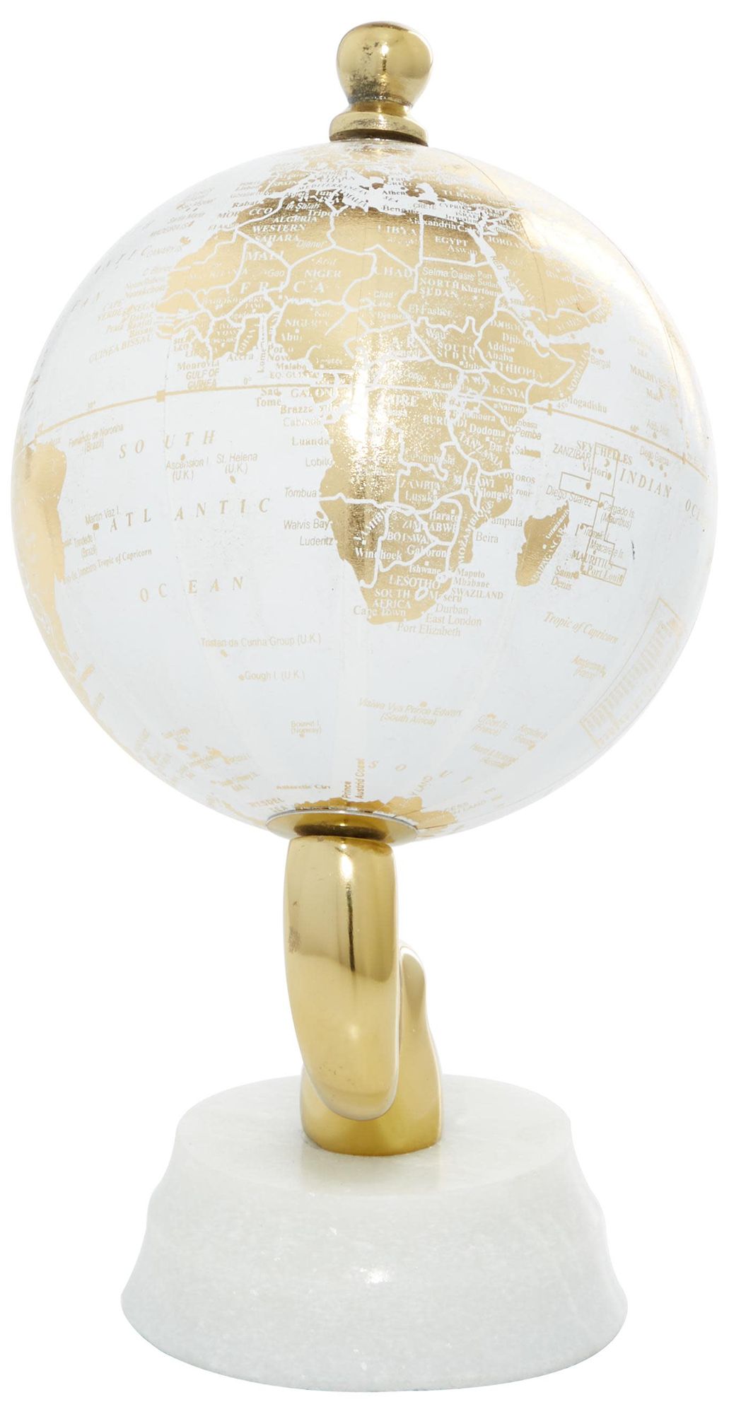 Image 5 Gold Aluminum Metal Coastal Globe, 5" x 5" x 10" more views