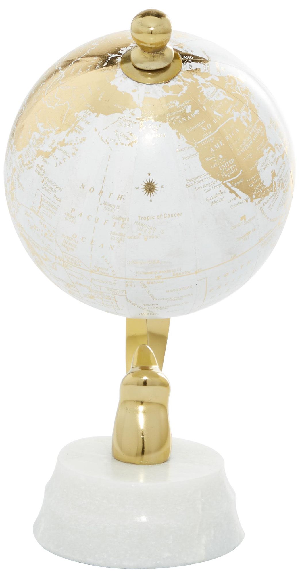Image 6 Gold Aluminum Metal Coastal Globe, 5" x 5" x 10" more views