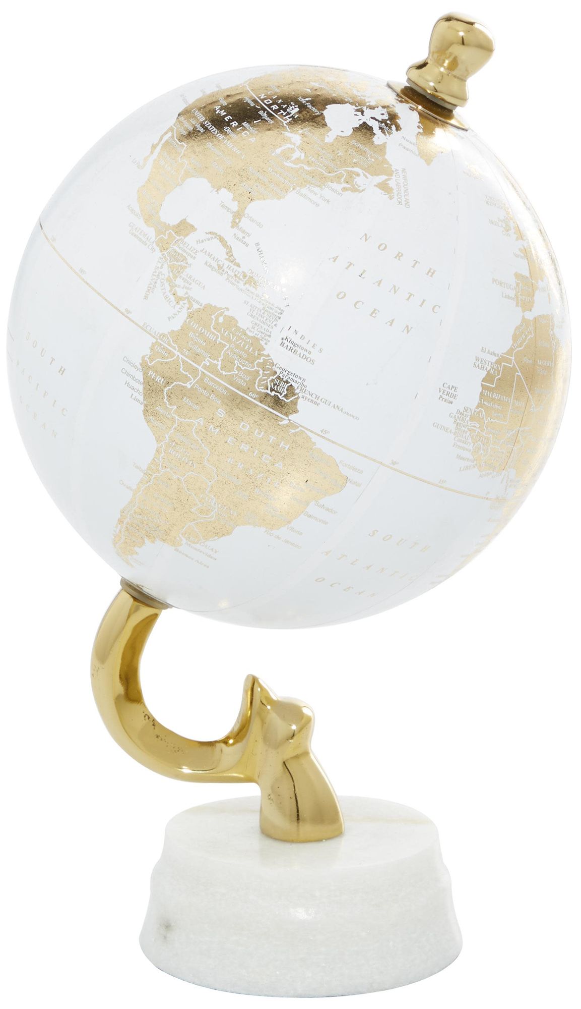 Image 2 Gold Aluminum Metal Coastal Globe, 6" x 6" x 11"