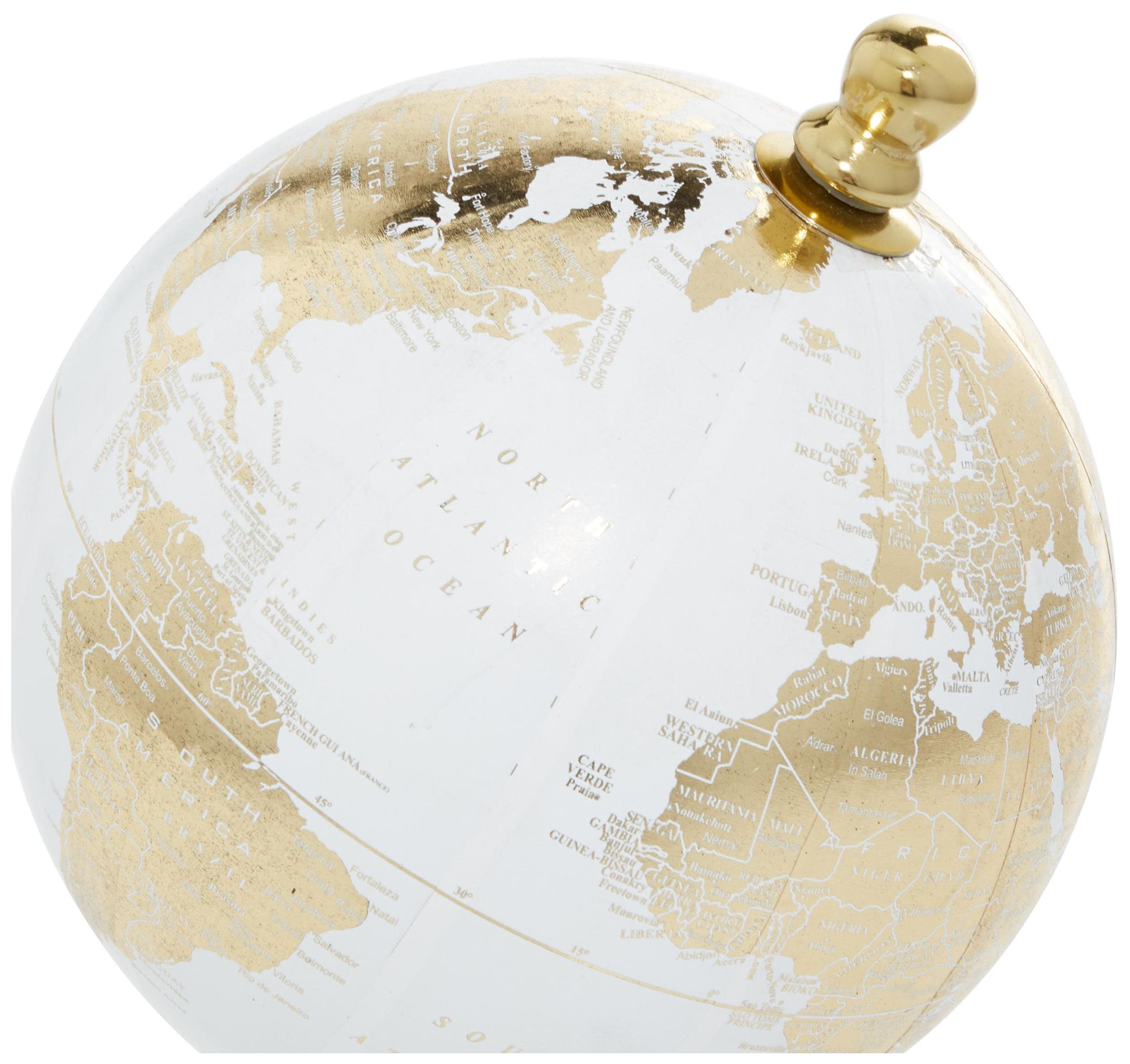 Image 3 Gold Aluminum Metal Coastal Globe, 6" x 6" x 11" more views