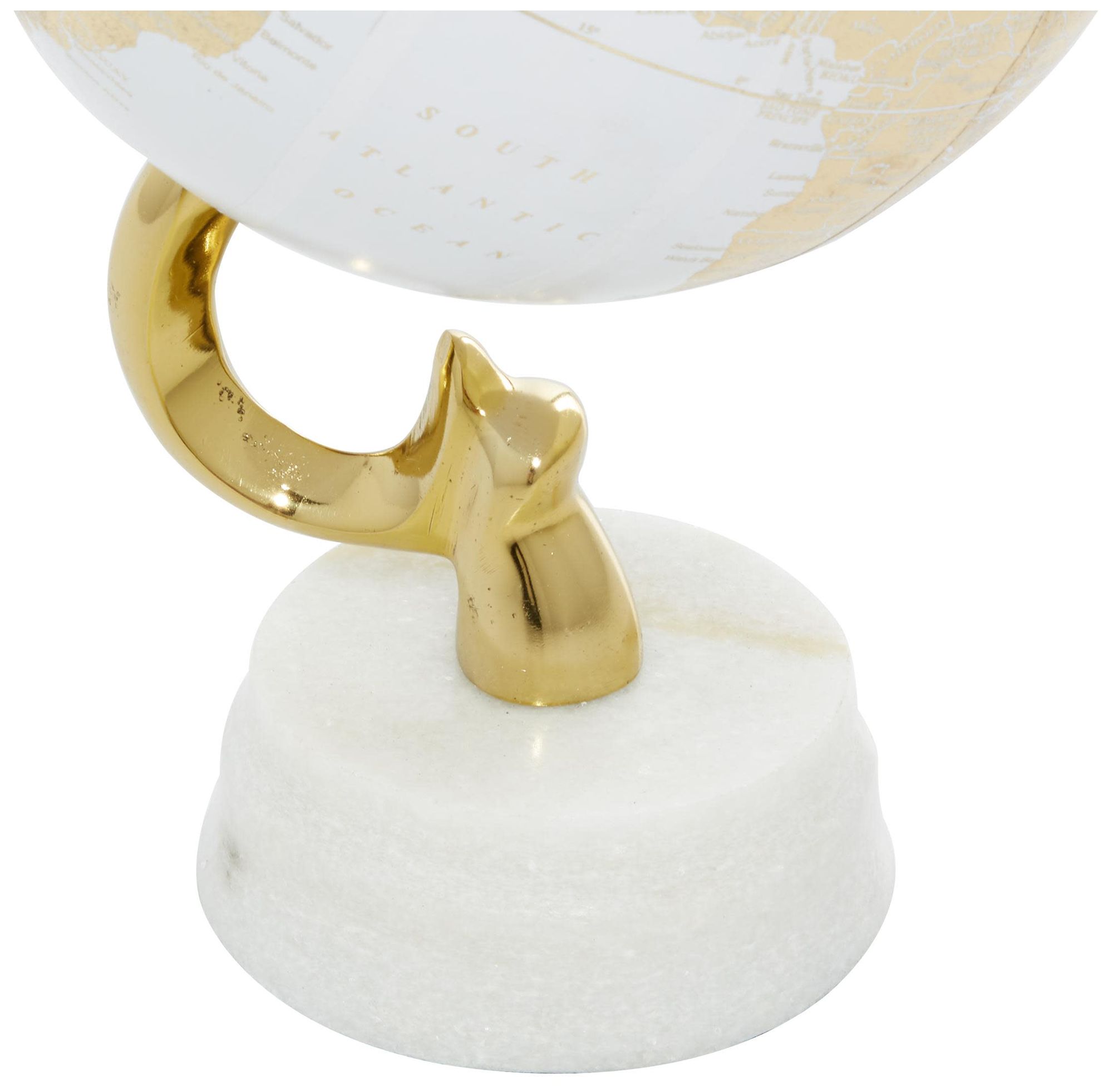 Image 4 Gold Aluminum Metal Coastal Globe, 6" x 6" x 11" more views