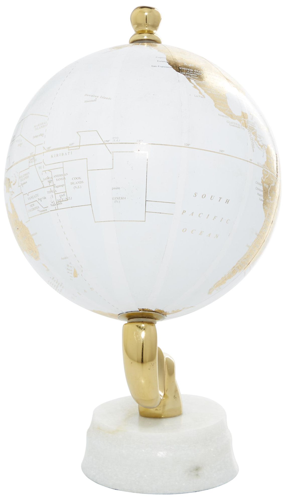 Image 5 Gold Aluminum Metal Coastal Globe, 6" x 6" x 11" more views