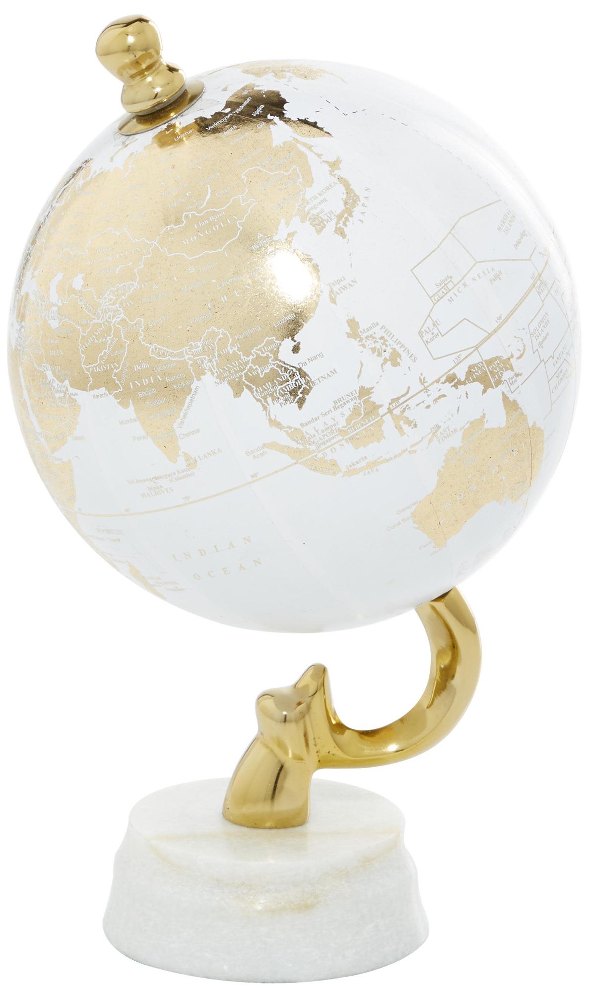Image 6 Gold Aluminum Metal Coastal Globe, 6" x 6" x 11" more views