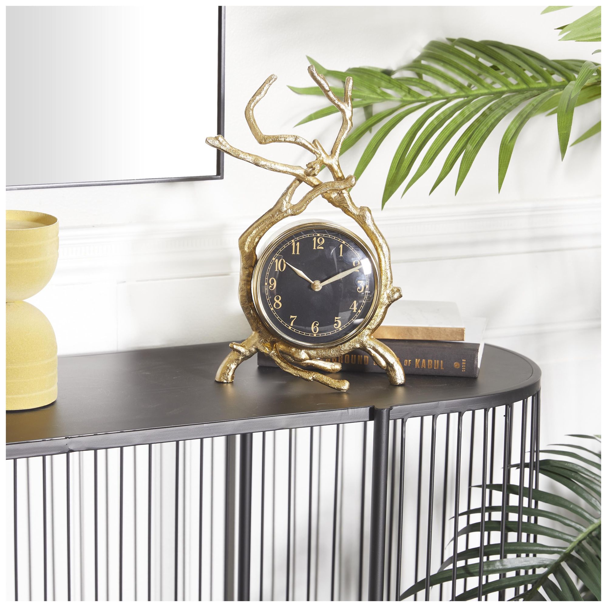 Image 4 Gold Aluminum Metal Contemporary Clock, 8" x 4" x 13" more views