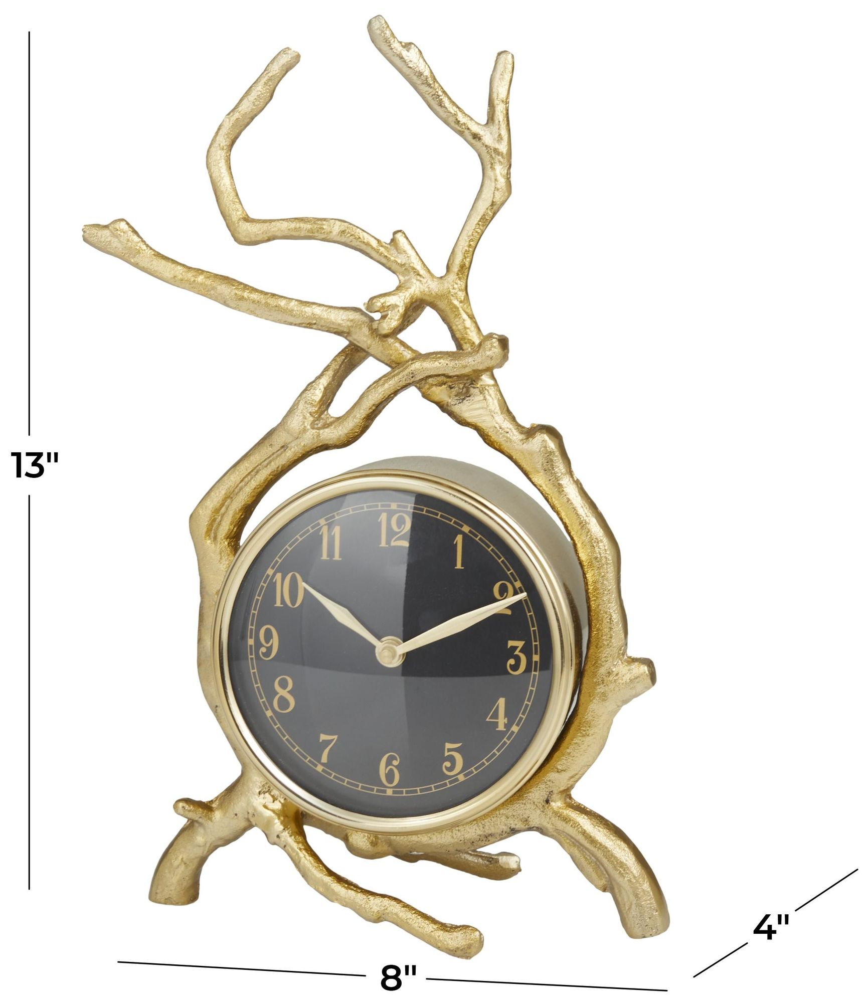 Image 7 Gold Aluminum Metal Contemporary Clock, 8" x 4" x 13" more views