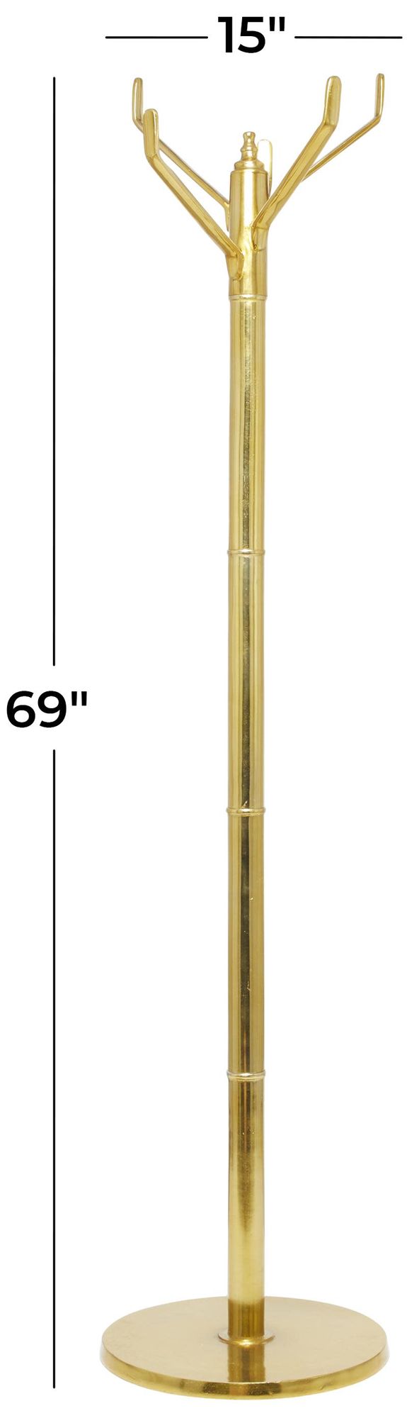 Image 7 Gold Aluminum Metal Contemporary Coat Rack, 15" x 15" x 69" more views