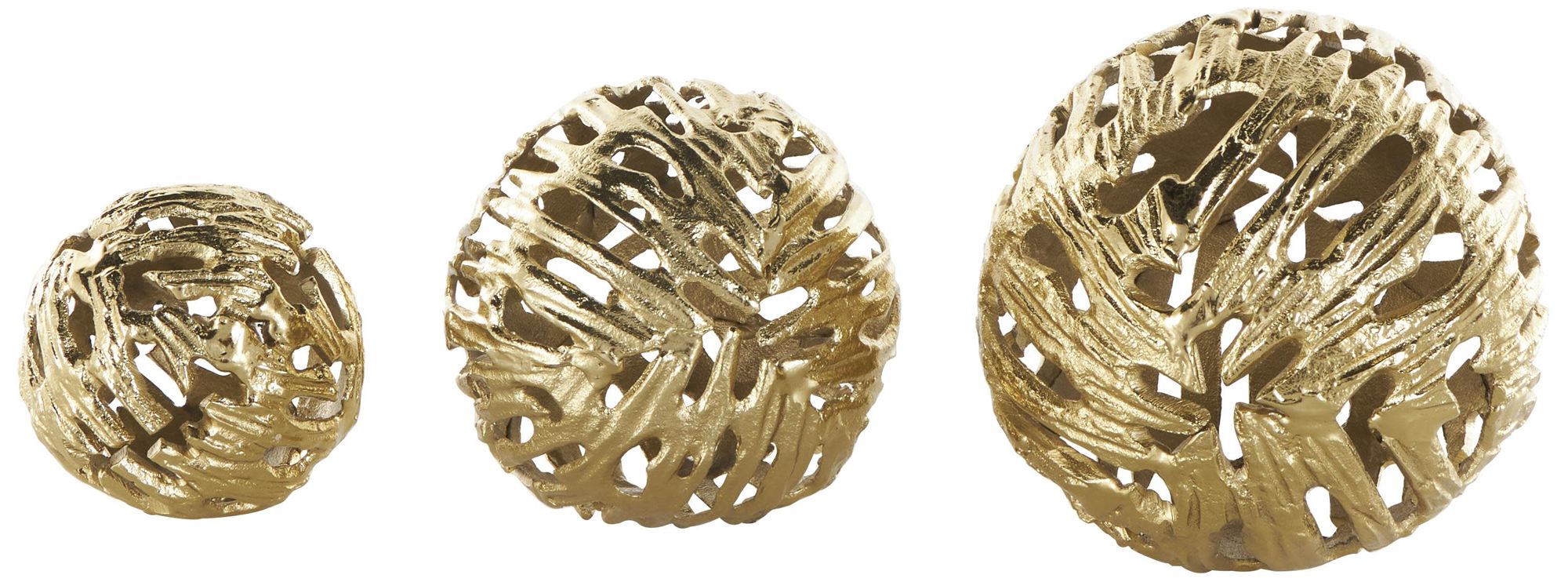 Image 2 Gold Aluminum Metal Contemporary Orbs & Vase Filler, S/3 7", 6", 4"H