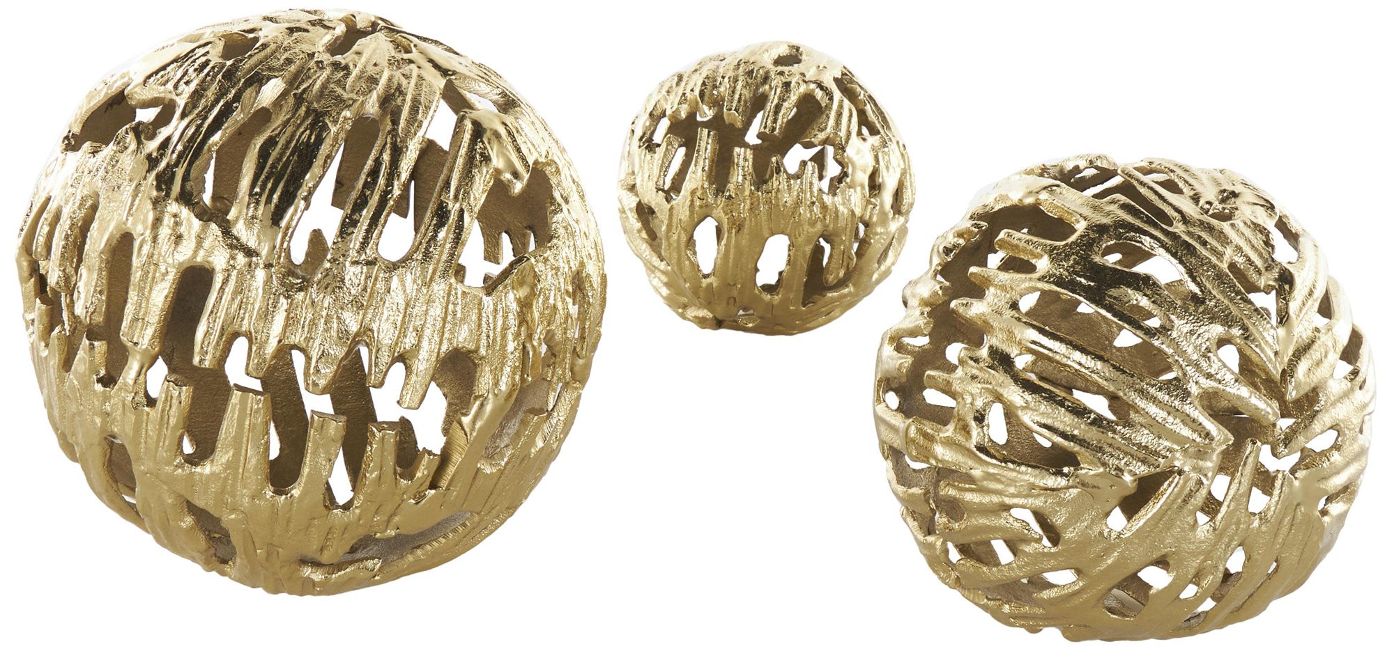 Image 6 Gold Aluminum Metal Contemporary Orbs & Vase Filler, S/3 7", 6", 4"H more views
