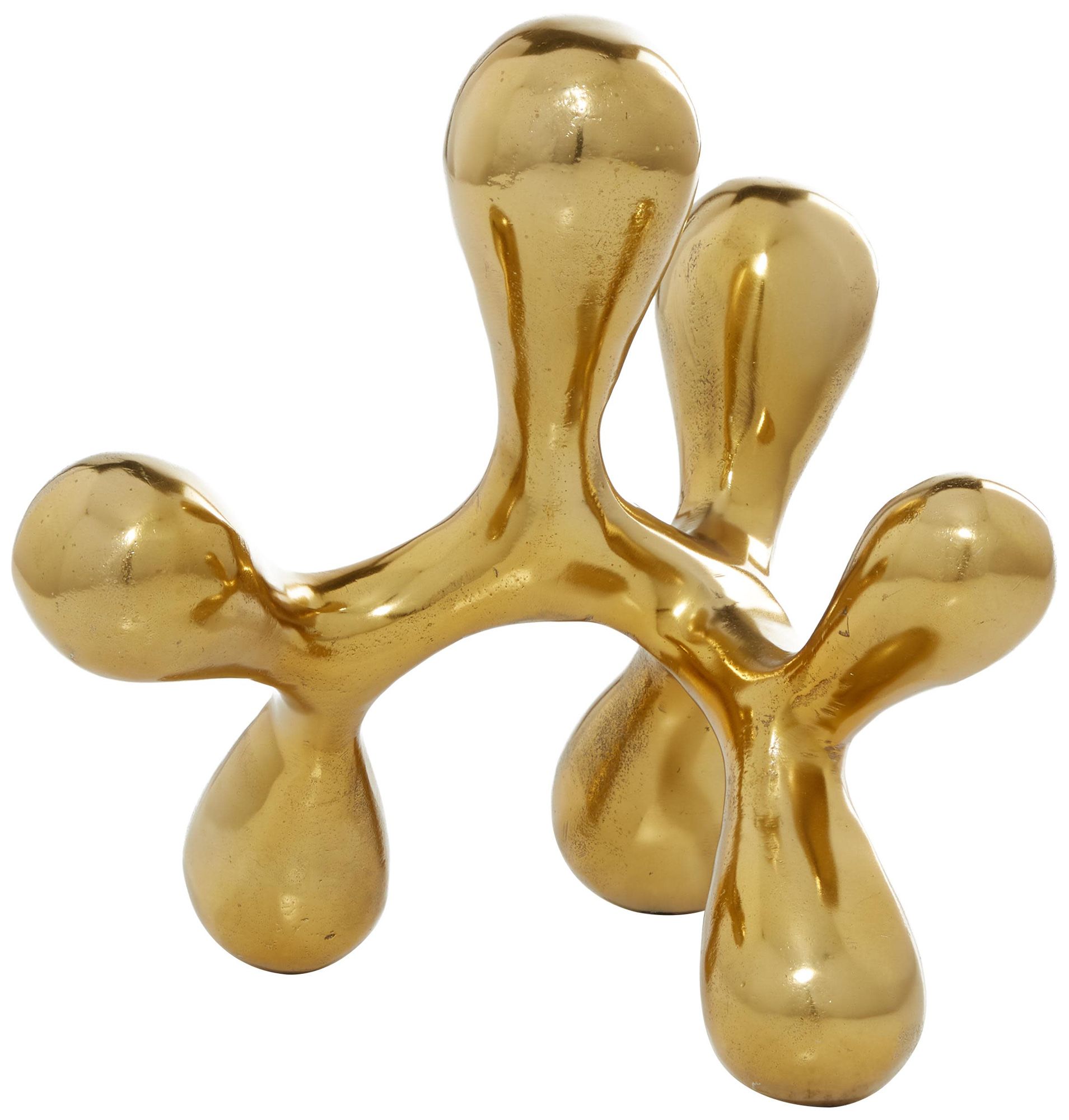 Image 2 Gold Aluminum Metal Contemporary Sculpture, 11" x 11" x 12"